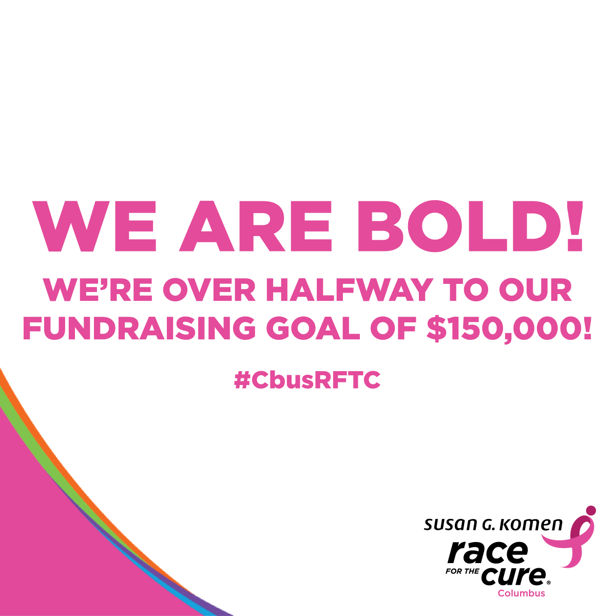 KomenColumbus's tweet photo. Komen Columbus likes to go BOLD and we set a bold goal to raise $150,000. Our 2020 Virtual Columbus Race for the Cure Community has blown us away and their overwhelming support, generosity, and fundraising is truly inspiring!
Register >> https://t.co/iK1UHPHKGL
#CbusRFTC https://t.co/iO33xhiFPy