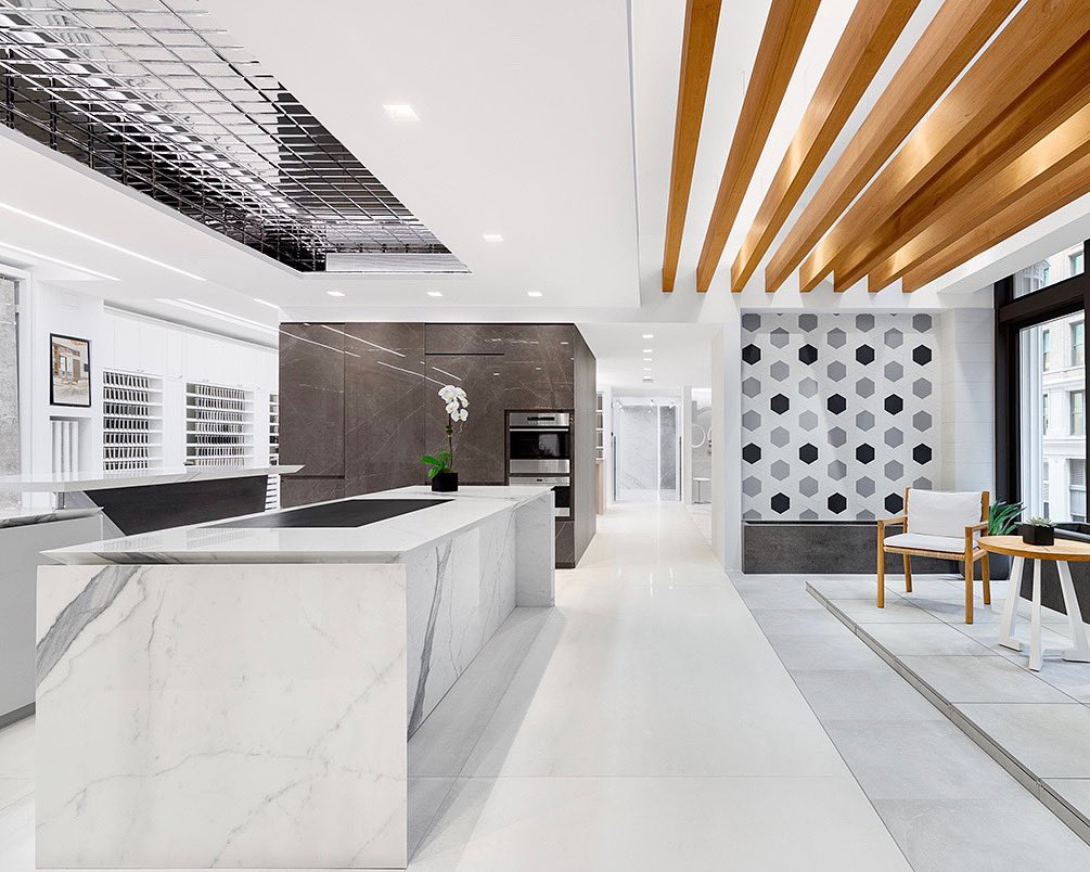 FCountertops's tweet photo. Incredibly satisfying contemporary commercial, architectural stone application project of ours.📍 Fiandre Showroom NYC
Stone Fabrication &amp; Installation: Faithful Countertops.

#architecture #interiordesign 

📸 @fiandre_surfaces https://t.co/nYTKFdNDk7
