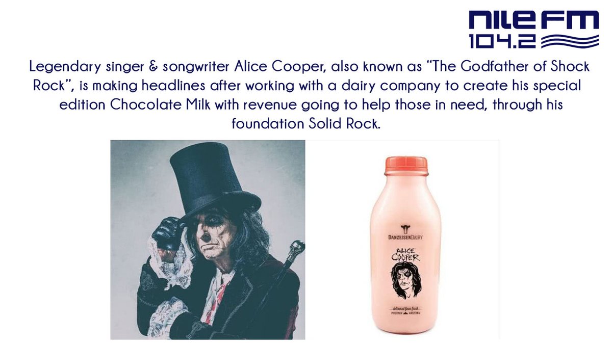 NileFM's tweet image. Props to legendary musician @alicecooper &amp;amp; his #SolidRock foundation!
For more Rock news, tune in to the #RockShow!
#NileFM