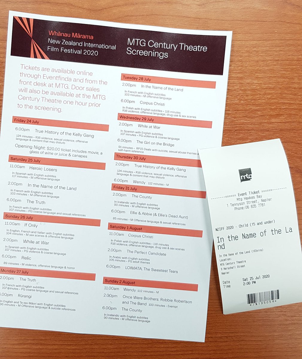 NZIFF schedules and tickets are now available from the front counter at MTG!

Tickets can also be purchased online through Eventfinda, head to our website for details of each screening mtghawkesbay.com/whats-on

#nziff2020