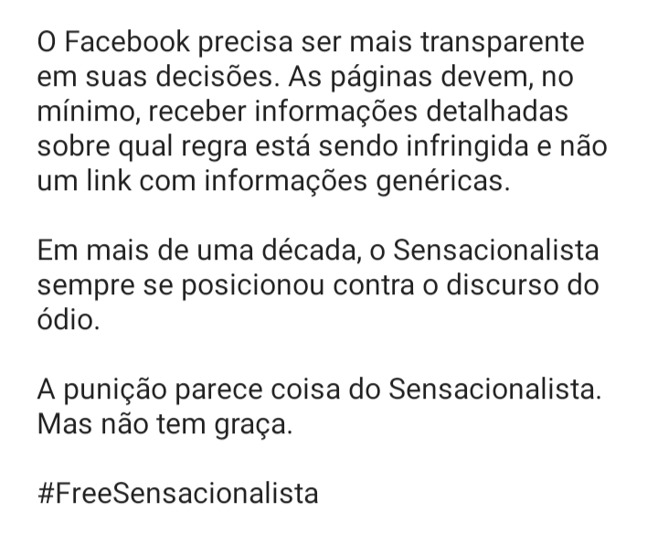 sensacionalista's tweet photo. Facebook ameaça tirar Sensacionalista do ar, sem explicações 
(Infelizmente, não é piada) https://t.co/itrchcwRLB