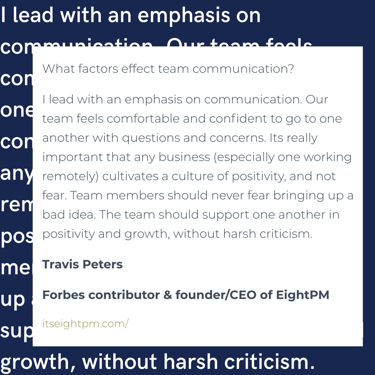 travppeters's tweet photo. Team members should never be afraid to share ideas. 💡

https://t.co/OTeXO9U2qH https://t.co/s5Xg3MTtZi