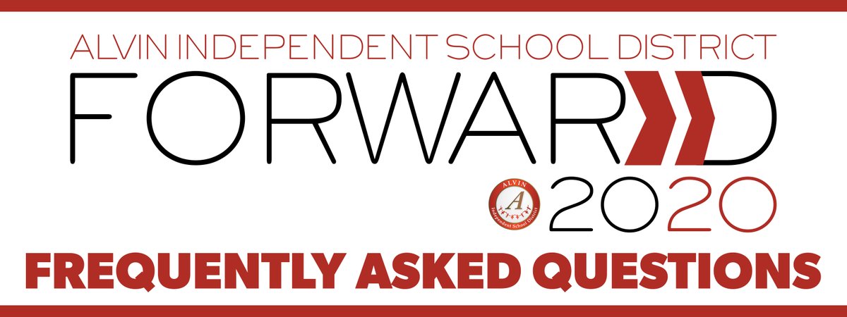 Alvin ISD Forward 2020 Update! Visit alvinisd.net/forward2020 for Frequently Asked Questions and to register for Alvin Virtual Learning. We sincerely appreciate the patience and grace you have extended us as we work through these unprecedented times.