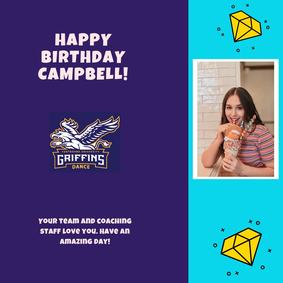FBUDanceTeam's tweet photo. Happy belated birthday to this gorgeous girl! Her birthday was July 1st and we didn’t know that until today 🥳oh well, we can still celebrate you now! Cannot wait to start our season and watch you play volleyball 🏐 as well as dance 💃🏽! 💜💛 #fbugoldenline #fbugoldenlinebirthday https://t.co/fwcdmE51Ff