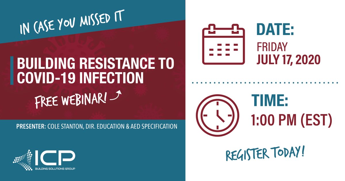 In case you missed it, we're hosting another FREE webinar all about building resistance to COVID-19 infection. Join us this Friday, July 17th at 1:00pm EST. Click here to register: icpgroup.zoom.us/webinar/regist…