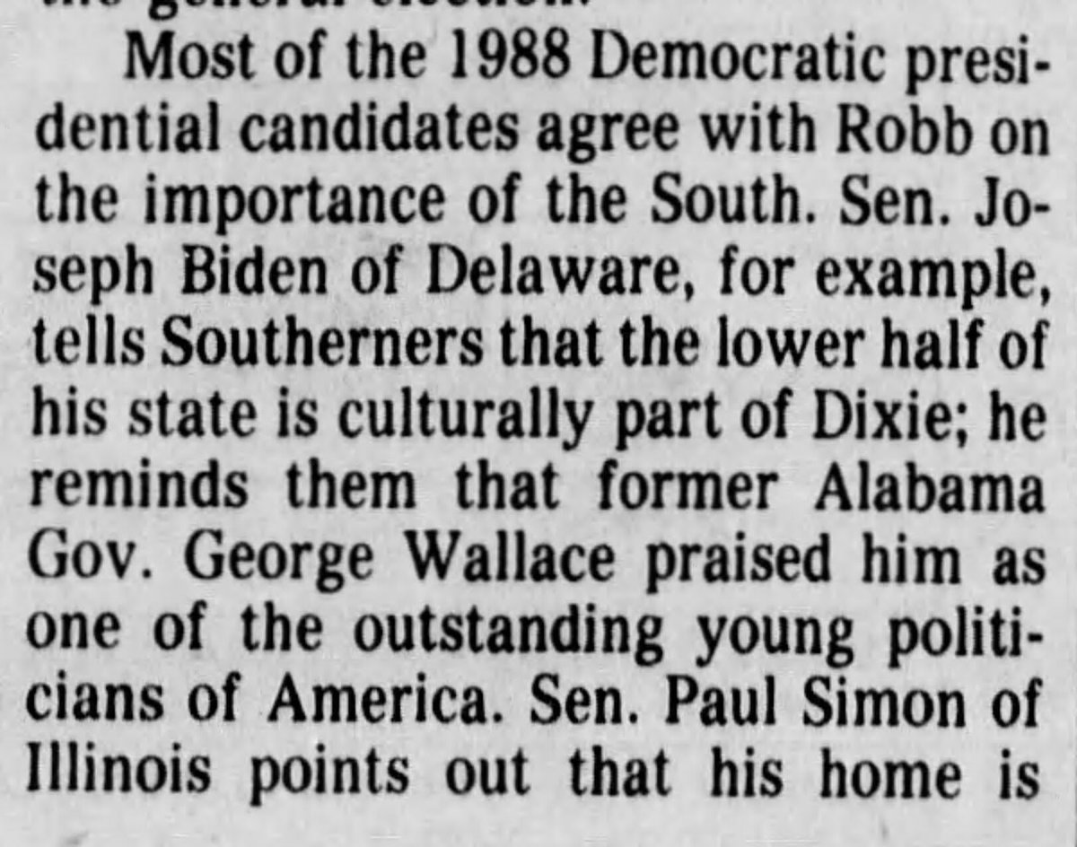 “We (Delawareans) were on the South’s side in the Civil War.” - Jim Crow Joe BidenIn 1973, Biden recieved an award from fellow white-supremacist George Wallace. In 2006, Biden said he could compete better than anyone among racists in the South b/c “My state was a slave state.”