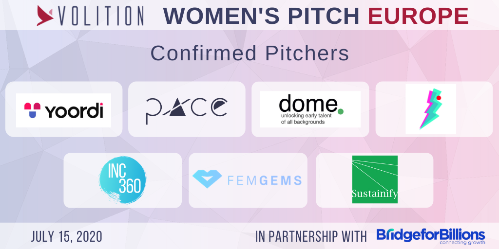 thisisvolition's tweet photo. Pitchers for Women’s Pitch Europe! 👏
• @INC360community
• @StrykinL
• Dome (https://t.co/cwQKCVojKD)
• @yoordi_com
• P A C E moments (https://t.co/2DkyEDg3sp)
• @femgemsclub
• Sustainify (https://t.co/UP1C8V00Nk)
Join us on Wednesday: https://t.co/QpMSeXVQbA https://t.co/A276ZhmRzD