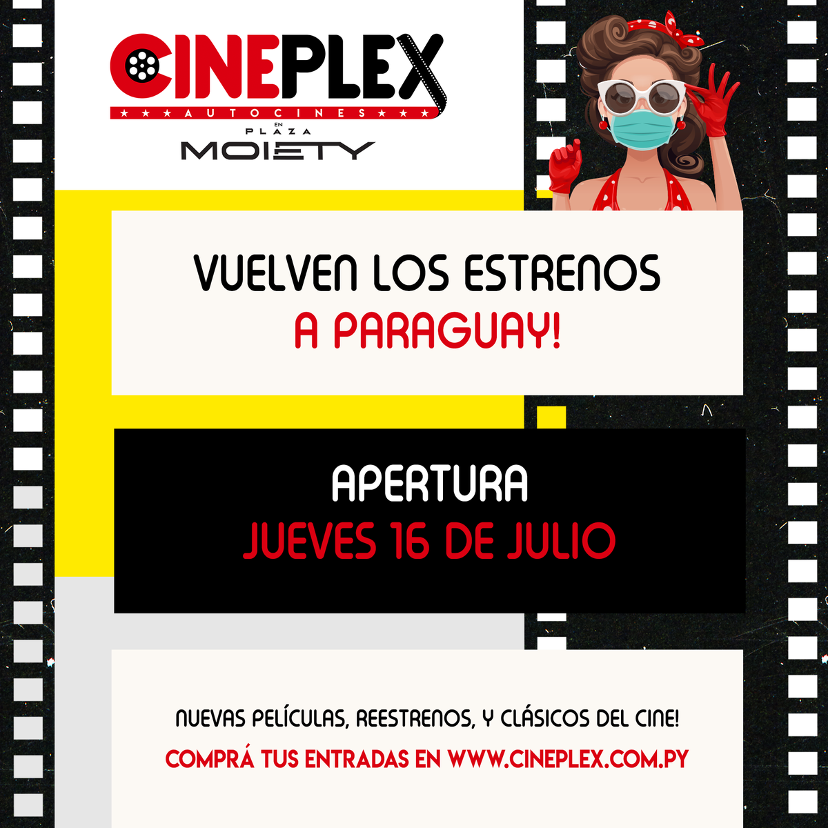 CineplexAuto's tweet photo. Después de 4 meses, vuelven los estrenos a Paraguay!
#CineplexAutocines es más que un autocine, es una gran experiencia. 🚘😎
Estrenos, reestrenos, y clásicos del cine! 📽
Un menú gourmet diseñado por los mejores chefs internacionales. 🍤 https://t.co/ITPZErmsTk