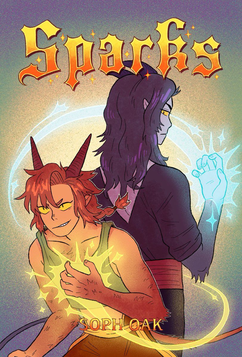 @byelacey I make Sparks!! A fantasy webcomic featuring satyr boys who can do magic ✨ I think of it as `a shounen manga, but gay' 

Updates twice a week on tapas (we're at 10 pages!) and there are 42 pages on my patreon ??

https://t.co/MvAkxrim96 