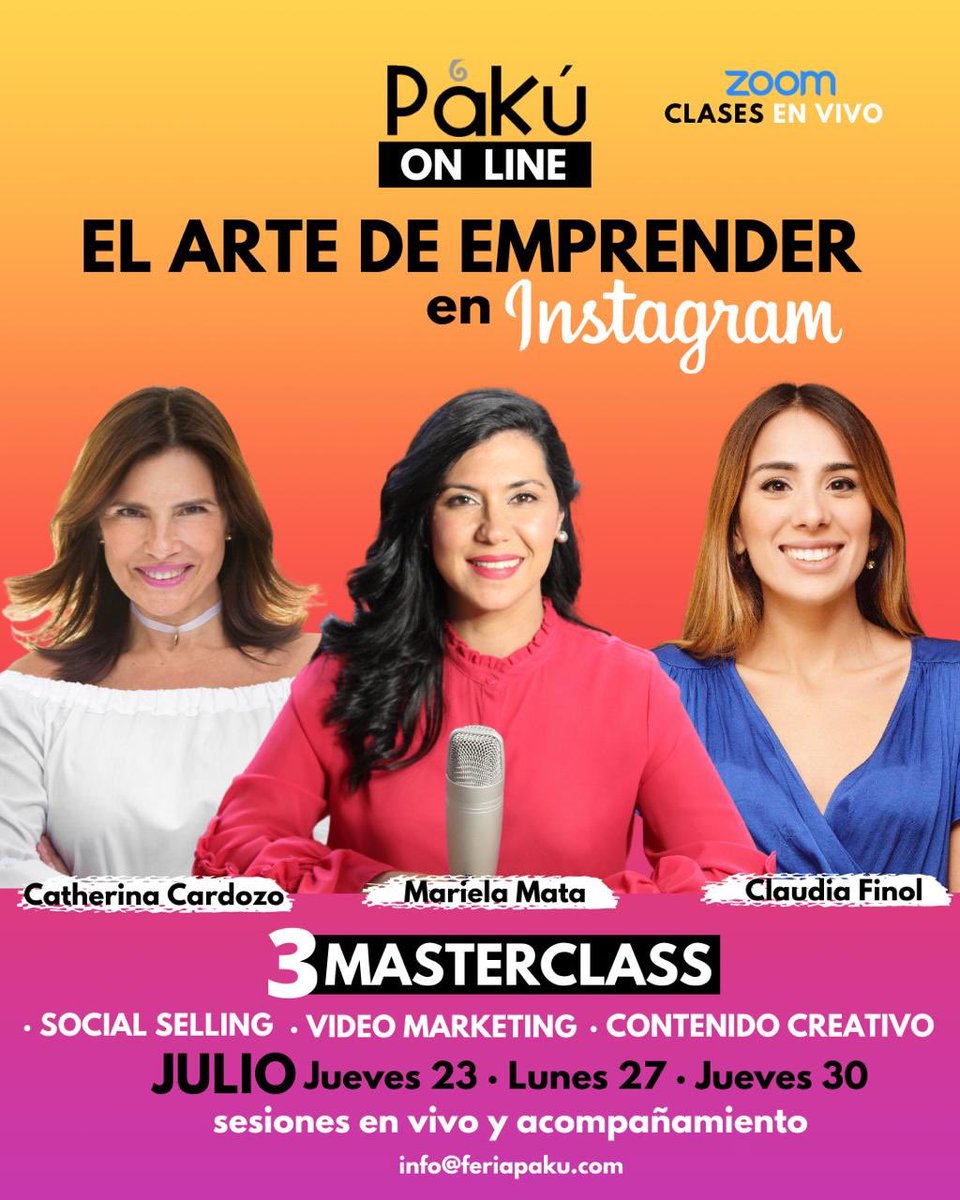 Tienes una idea, Quieres Emprender, No sabes cómo hacerlo, No Conoces el Mundo del emprendimiento Digital, Quieres comenzar.
Participa En la Master Class de Paku Online
EL ARTE DE EMPRENDER EN INSTAGRAM.
<a href="/pakushowroom/">pakushowroom</a> 
<a href="/marielaemata/">marielaemata</a> 
@catherinacardozo 
@claudia_finol
