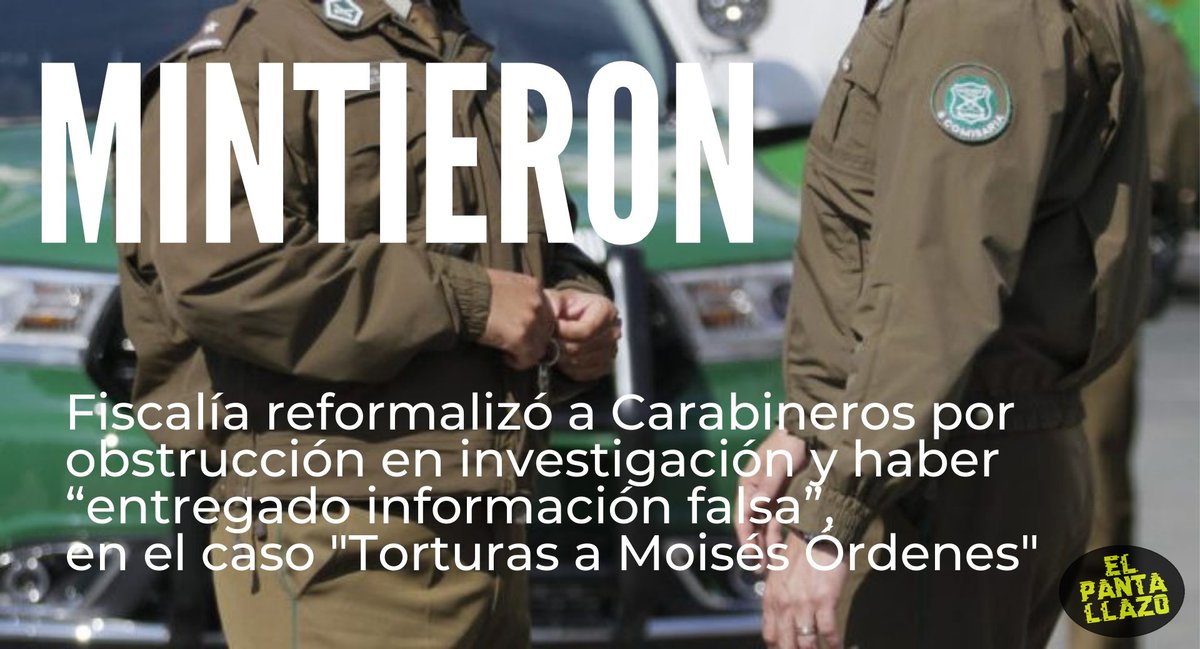 EPantallazo's tweet photo. 11 carabineros fueron reformalizados por "entregar información falsa", en el caso de torturas contra Moisés Órdenes, el pasado 21 de octubre, en Plaza Ñuñoa.
@fiscaliaoriente presentó pruebas que agregaron el delito de "obstrucción a la justicia"
#ElPantallazo
#EstallidoSocial https://t.co/0tPEibMDdQ