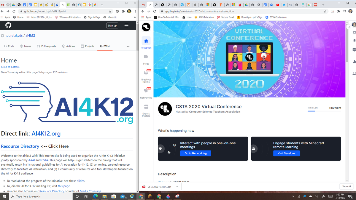 CoachJill6's tweet photo. Do you see how many tabs I have open?  #CSTA2020 A ton of great information out there!  Now time to process... https://t.co/VSKVdXV2mu