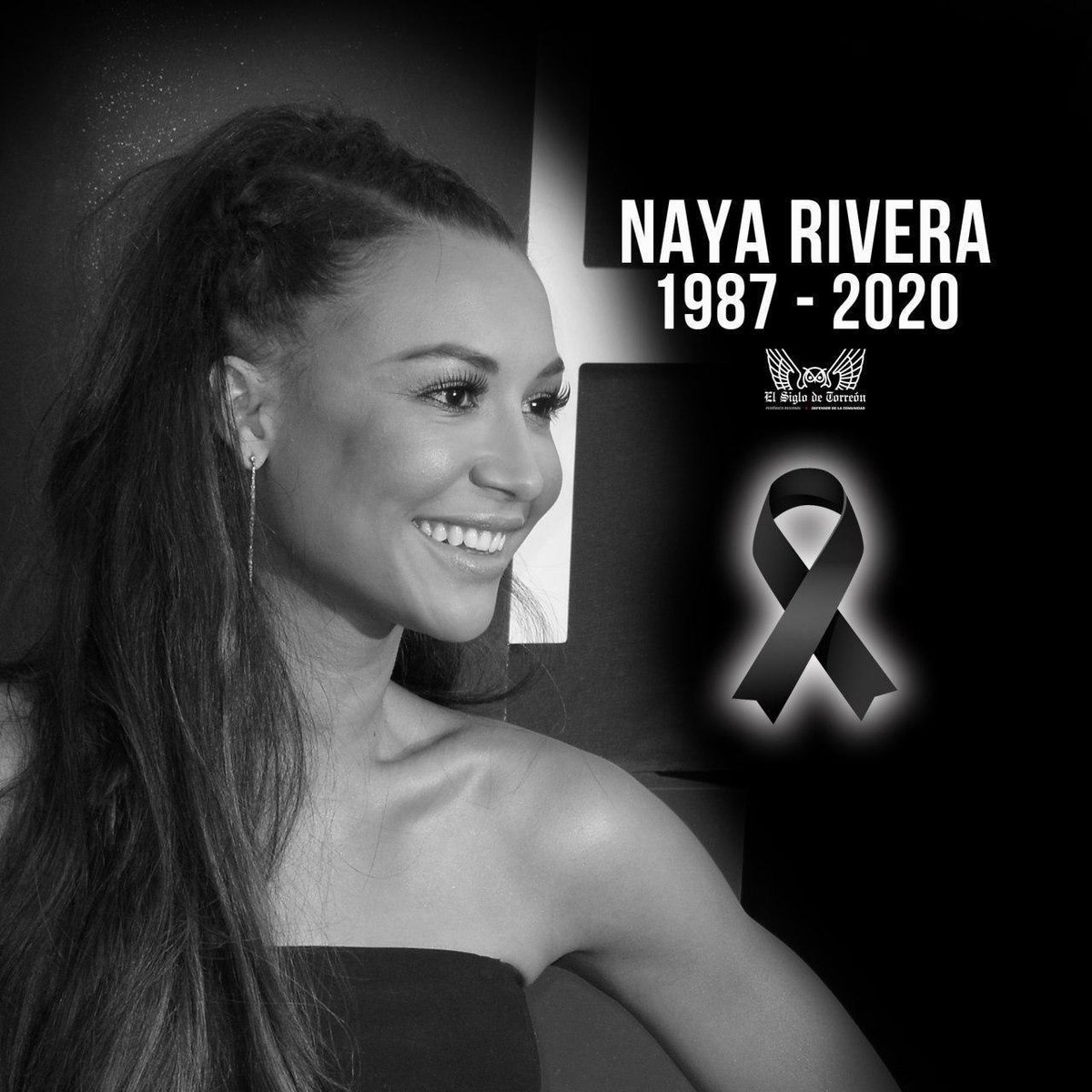 torreon's tweet photo. Este lunes fue confirmada la muerte de la actriz Naya Rivera, a los 33 años, luego de reportarse como desaparecida el pasado miércoles al caer de un bote. Autoridades de California llevaron  a cabo una búsqueda en el Lago Piru, donde finalmente fue encontrado su cuerpo. https://t.co/H6goXauHnT