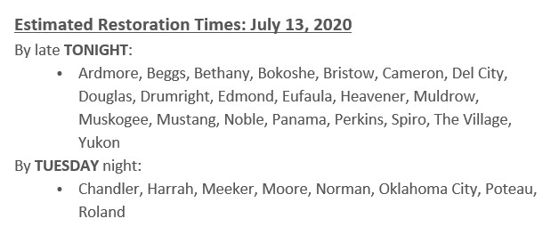 Og E On Twitter Storm Update July 13 5 P M Power Has Been Restored For 94 Of Customers Following Saturday Night Storms 7 200 Customers Are Without Power Including About 2 600 Outages That Occurred