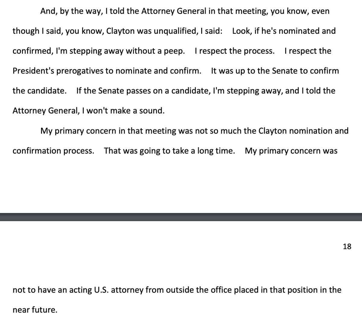 Berman was willing to go if Clayton went through confirmation bc that would give ... enough time.