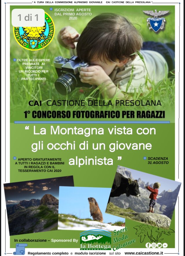 CaiCastionedP's tweet photo. Giovani e giovanissimi aquilotti ! ci mancate ☺️
Quest' anno in cui purtroppo non ci è stato possibile vedervi e accompagnarvi, abbiamo preparato un concorso fotografico Raccogliete ed esprimete con i vostri scatti l'estate. Cogliete l'attimo.. e fatelo arrivare fino a noi. https://t.co/QciAjcunef