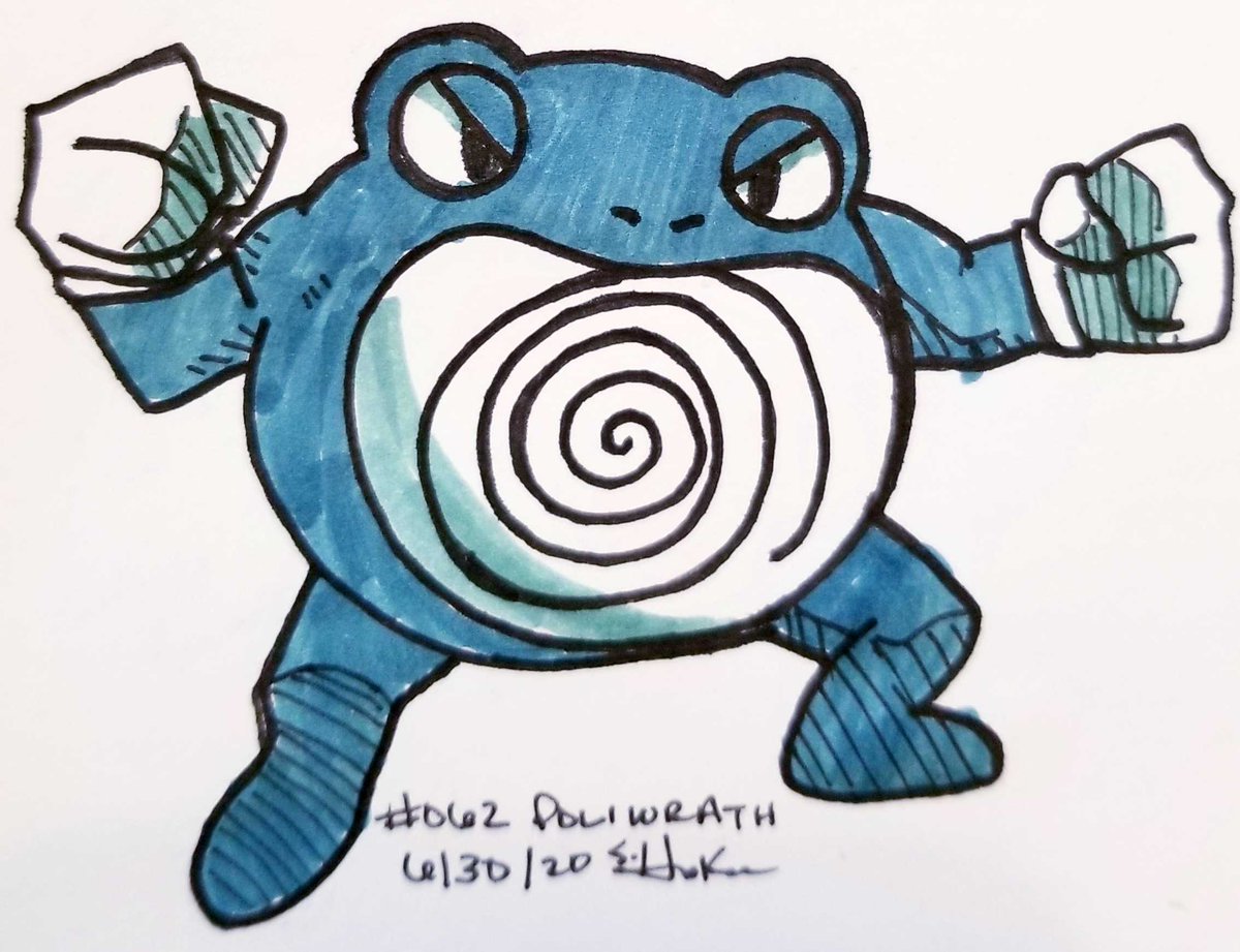 Reverrii_Pixy's tweet image. #DrawEveryPokemon
062 #Poliwrath Today, I give you 3 :) 
#Pokemon • #PokemonArt • #TraditionalArt • #Drawing