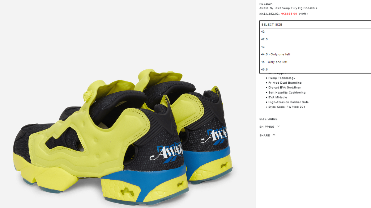 AD : Reebok x Awake NY Instapump Fury OG now live with 30-40% OFF 