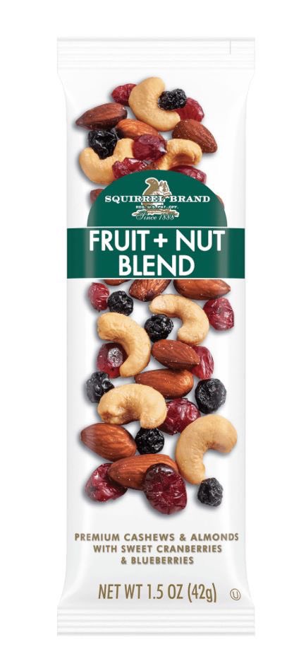 SquirrelBrandCo's tweet photo. A kettle-cooked mix of cashews, California almonds, and dried sweetened cranberries and blueberries. Let’s here ya #CaliPeople https://t.co/nM6IfBE7y9