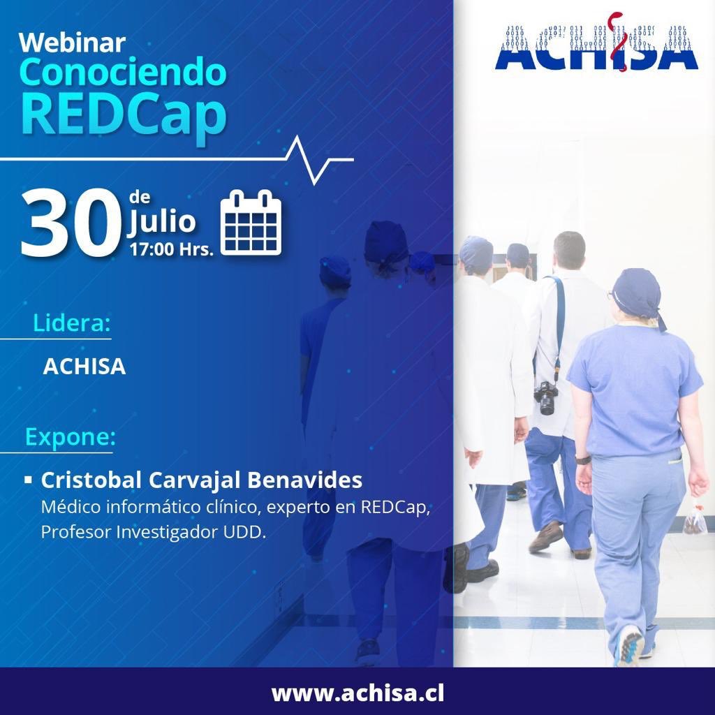 achisa_tweets's tweet photo. Los invitamos al 2do Webinar de #Achisa.
📌Conociendo REDCap
Inscripciones 👉https://t.co/E1irV7iiUY https://t.co/5JAqDBitGD