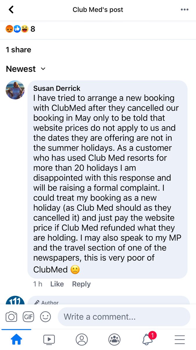 peter_kulu's tweet photo. 👇 This is why you shouldn’t accept RCNs. The travel company like @ClubMedUK will jack up prices or restrict availability. They’ve got you by the “short and curlies” #ClubCON #RefundPassengers https://t.co/352qDYy7yk