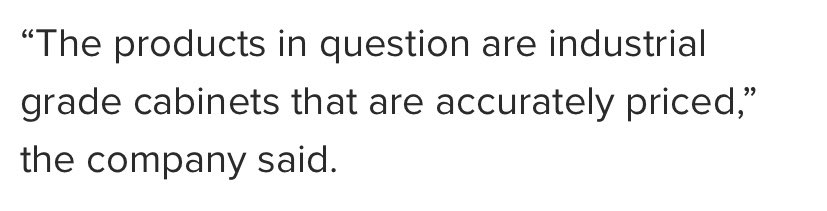 We were told these cabinets are “accurately priced” yet they have seemingly bigger and nicer cabinets on their website for half to a third of the price of the WFX cabinets.