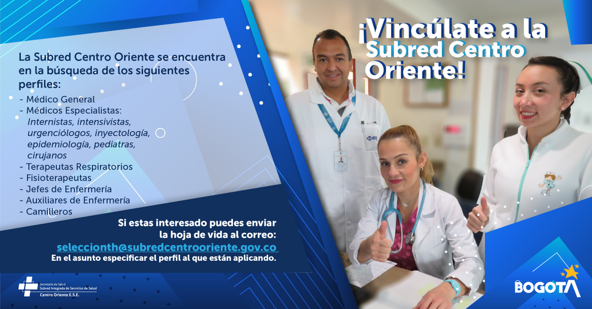 SubRedCentroOri's tweet photo. #ATENCIÓN Buscamos #Héroes y #Heroínas que quieran vincularse con nosotros. Si sabes de algún profesional de la salud que esté interesado y cumpla con los requisitos, etiquétalo o comparte esta publicación. 
@SectorSalud @Bogota @GobiernoBTA @ClaudiaLopez @clemayorga https://t.co/e31iQlTayv