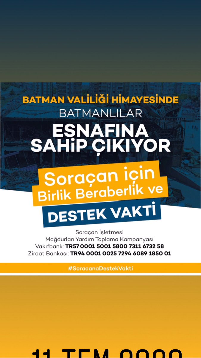 #soracanadestekvakti #soracandestekvakti <a href="/soracanadestek/">soracana destek vakti</a> <a href="/aakifgur/">Av.A.Akif Gür</a> <a href="/pekcan/">Ruhsar Pekcan</a> <a href="/fahrettinaltun/">Fahrettin Altun</a> <a href="/tcbestepe/">T.C. Cumhurbaşkanlığı</a> @Ahbap_Batman <a href="/RTErdogan/">Recep Tayyip Erdoğan</a> <a href="/batmanvaliligi/">Batman Valiliği</a> <a href="/Batmantso/">BATSO</a> <a href="/Ziverozdemir/">Ziver ÖZDEMİR</a> <a href="/haluklevent/">Haluk Levent ( Ahbap Ekibi )</a> <a href="/varank/">Mustafa Varank</a> <a href="/BeratAlbayrak/">Berat Albayrak</a>