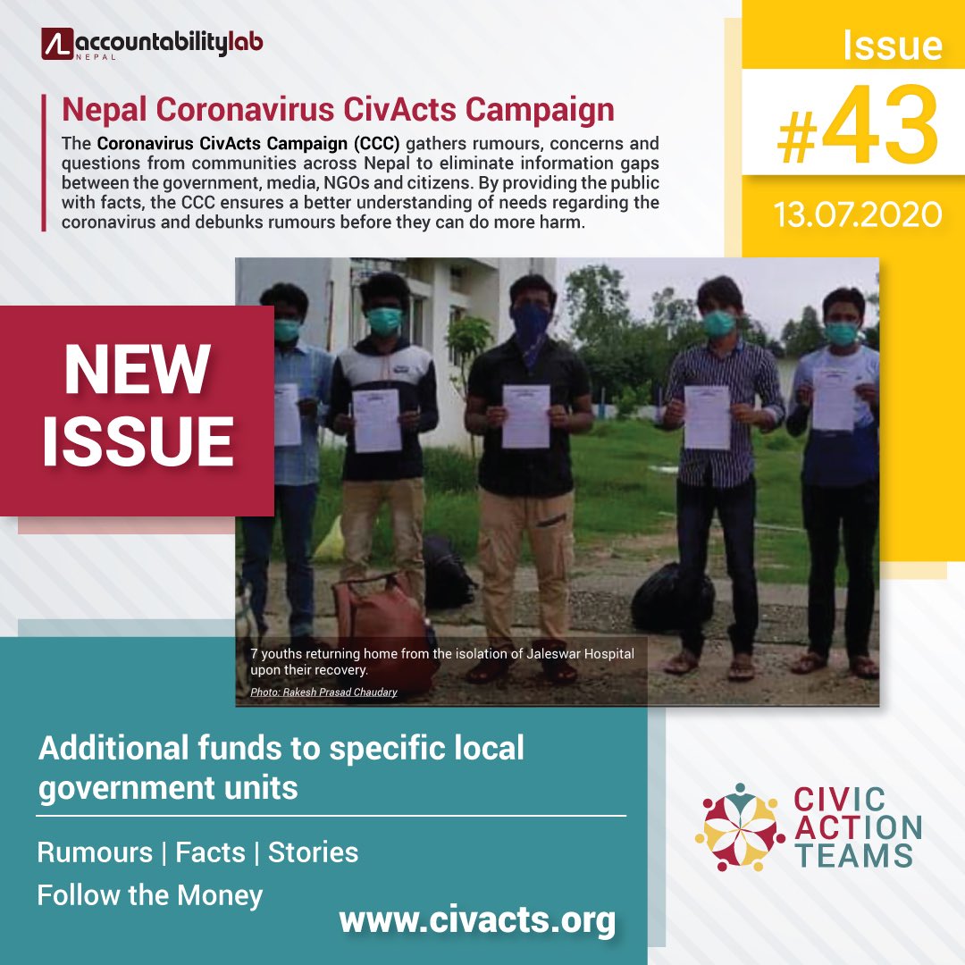 CivActs's tweet image. Read the latest edition of Nepal Coronavirus CivActs Campaign Bulletin #issue43 Link: accountabilitylab.org/wp-content/upl…
#CivActs #Newissue @AccountLab