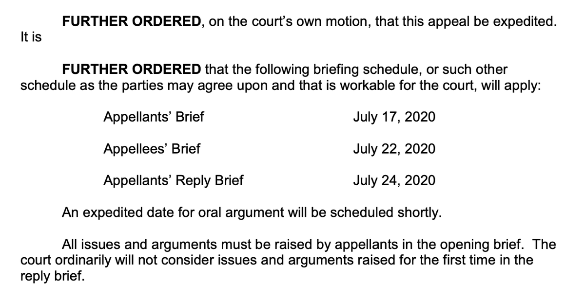 This is the merits briefing schedule in the DC Circuit: