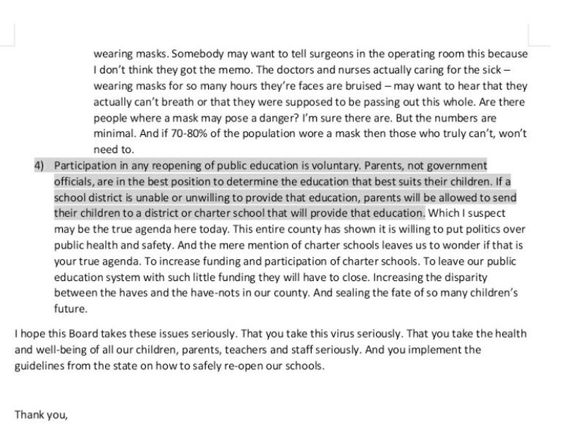 This email was originally sent in June to the OCBE Reopening Panel special meeting. At that meeting, over 600 emails were received and ignored. But not anymore. This sender said now they’d prefer schools are 100% virtual. (2 parts)