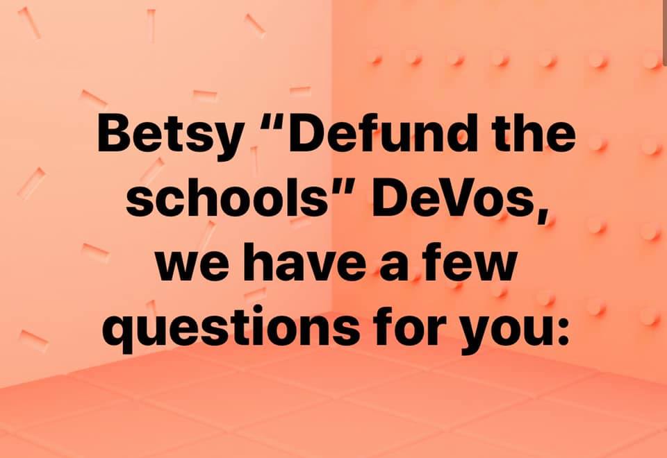 Betsy DeVos we have a few questions for you:• If a teacher tests positive for COVID-19 are they required to quarantine for 2-3 weeks? Is their sick leave covered & paid?• If that teacher has 5 classes a day with 30 students each, do all 150 of those students need to then /1