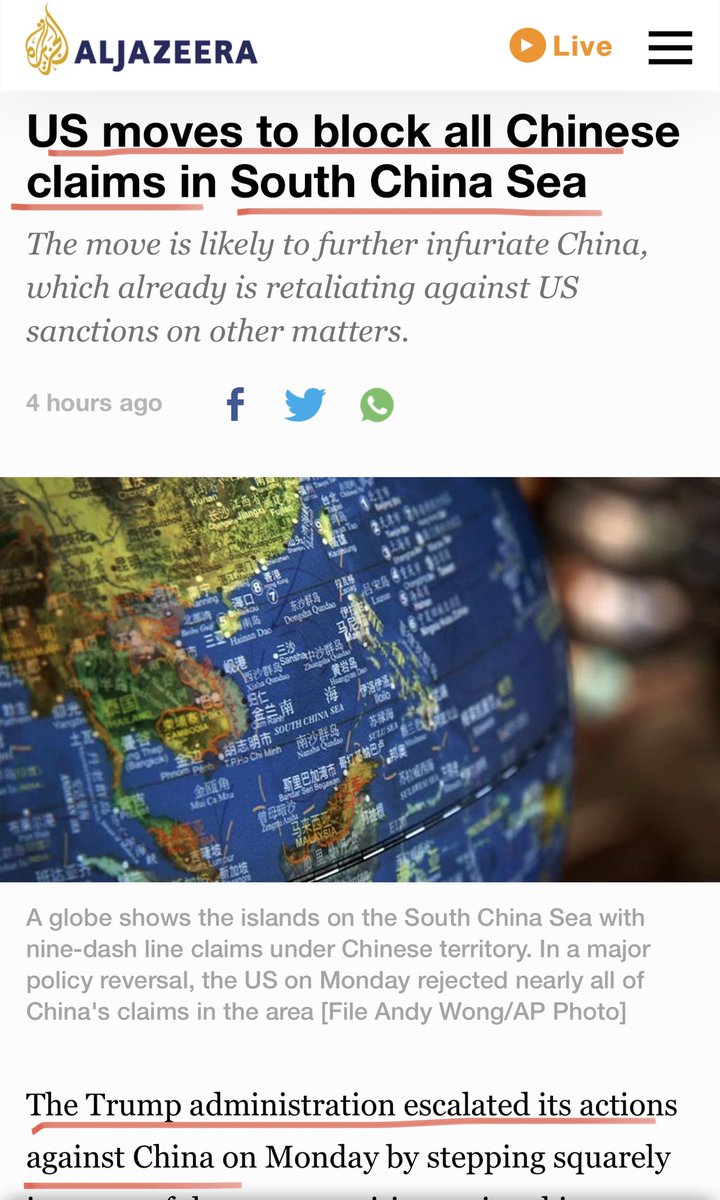 北美吹哥en Twitter 美国政府今天正式宣布中共口中的南海90 属于中国为非法 美国将会捍卫南海航行自由 把海盗从南海赶走 美国海军已经随时准备与流氓海盗在南海开战 三艘航母舰队已经就位