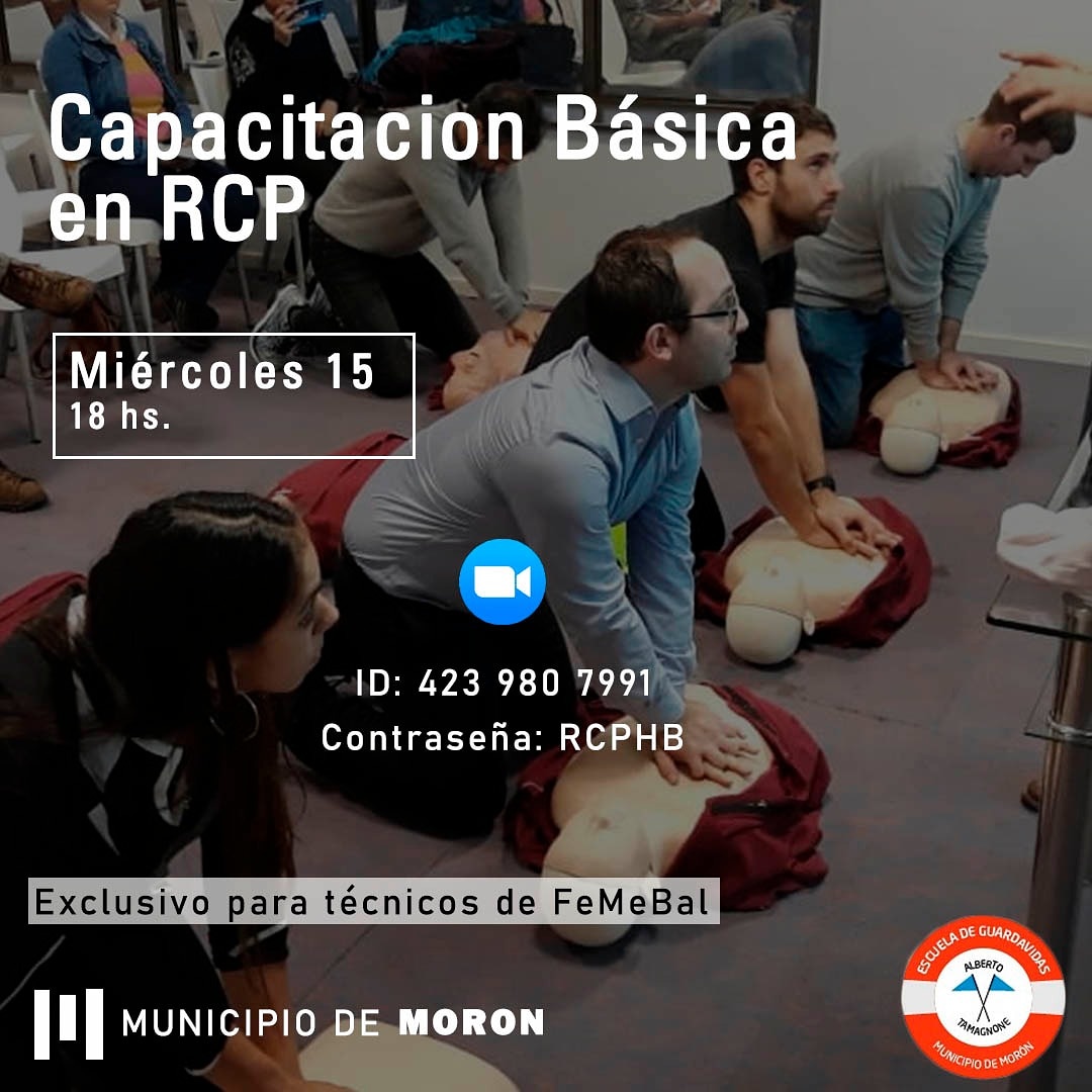 El miércoles a las 18:00 hs. se llevará a cabo una nueva capacitación de RCP que estará a cargo del Municipio de Morón. La misma será gratuita para todos los entrenadores de FeMeBal.