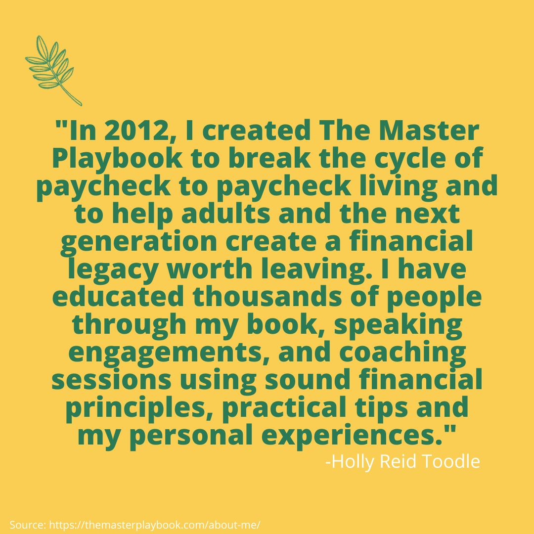 wetalkmoney_'s tweet photo. WTM Member Spotlight: Holly Reid Toodle, Founder of The @MasterPlaybook, LLC
Check Out Holly's Bio on the WTM website
https://t.co/xp7xItsrhi
#womxntalkmoney #femalefounders #femaleentrepreneur #financialprofessionalsofcolor #blackfinancialprofessionals https://t.co/RU0CuXYtte