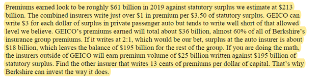 9/  $BRK's moat in insurance is here to stay. If you need more convincing, here’s one more paragraph to explain “why Berkshire can invest the way it does”, plus the valuation estimates for insurance segment (sourced from SA).