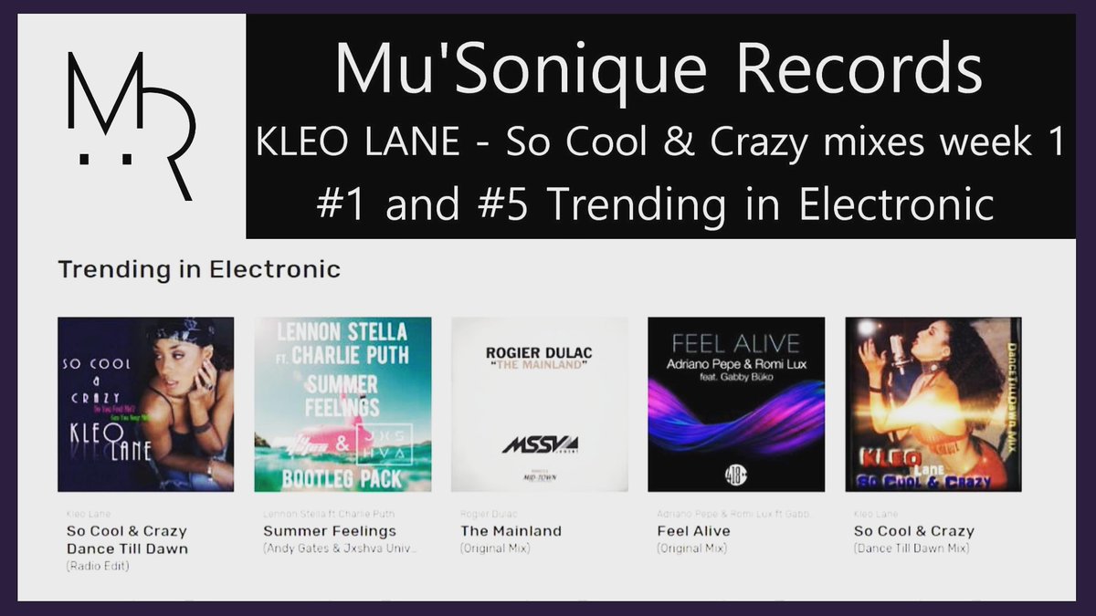 DustyyLaneBand's tweet photo. ๐ง Blowing up in the clubs! KLEO LANE's new single "So Cool & Crazy" trending at #1 & #5! Keep spinning this hit record ๐ #DJs ๐ #clubs #resturants #stream #share #like ๐#newmusic
https://t.co/oBzH9sos6S #radio
#electronicmusic #r&b #sexyballad #edm #KleoLane #NewVideoAlert https://t.co/YegKRLy1RD