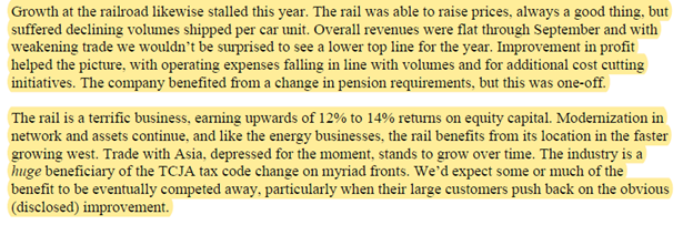 12/ BNSFRail also isn’t going to dazzle you with topline growth, but it’s a low to mid teen ROC business. So it’s all good.