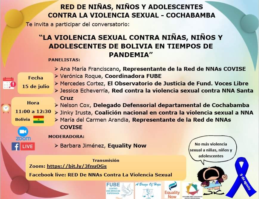 RedNnas's tweet photo. La Red de niñas, niños y adolescentes le invita al conversatorio LA VIOLENCIA SEXUAL CONTRA NIÑAS NIÑOS Y ADOLESCENTES EN TIEMPOS DE PANDEMIA

#RompeElSilencio
#RumboAl9DeAgosto https://t.co/X75ofVt5Jk