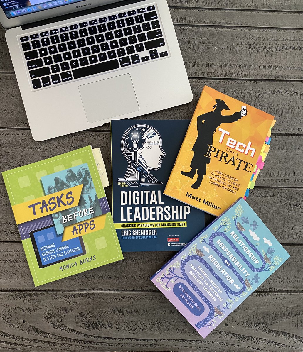 Progrmd4Primry's tweet photo. Just a collection of my summer reading list 📚 ! Two down, two to go! #summerPD #edtech #lifelonglearner #techlikeapirate #digitalleadership #tasksbeforeapps @jmattmiller @E_Sheninger @ClassTechTips https://t.co/qeA98H4dMD