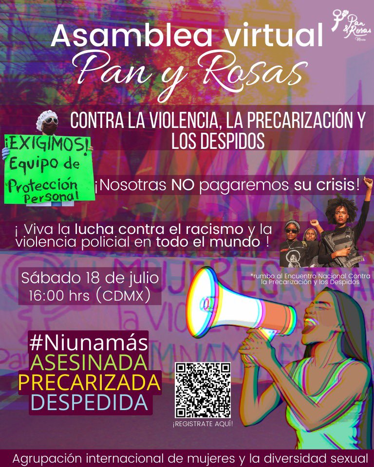 panyrosasmx's tweet photo. Asamblea virtual ⚠️ Sábado 18 de julio, 4 pm

💜Estudiantes, trabajadoras, maestras, amas de casa y comunidad sexodiversa reunidxs contra la violencia y la precarización. 

‼️Inscríbete aquí https://t.co/arUon9DSRd https://t.co/0sfa4tZJJA