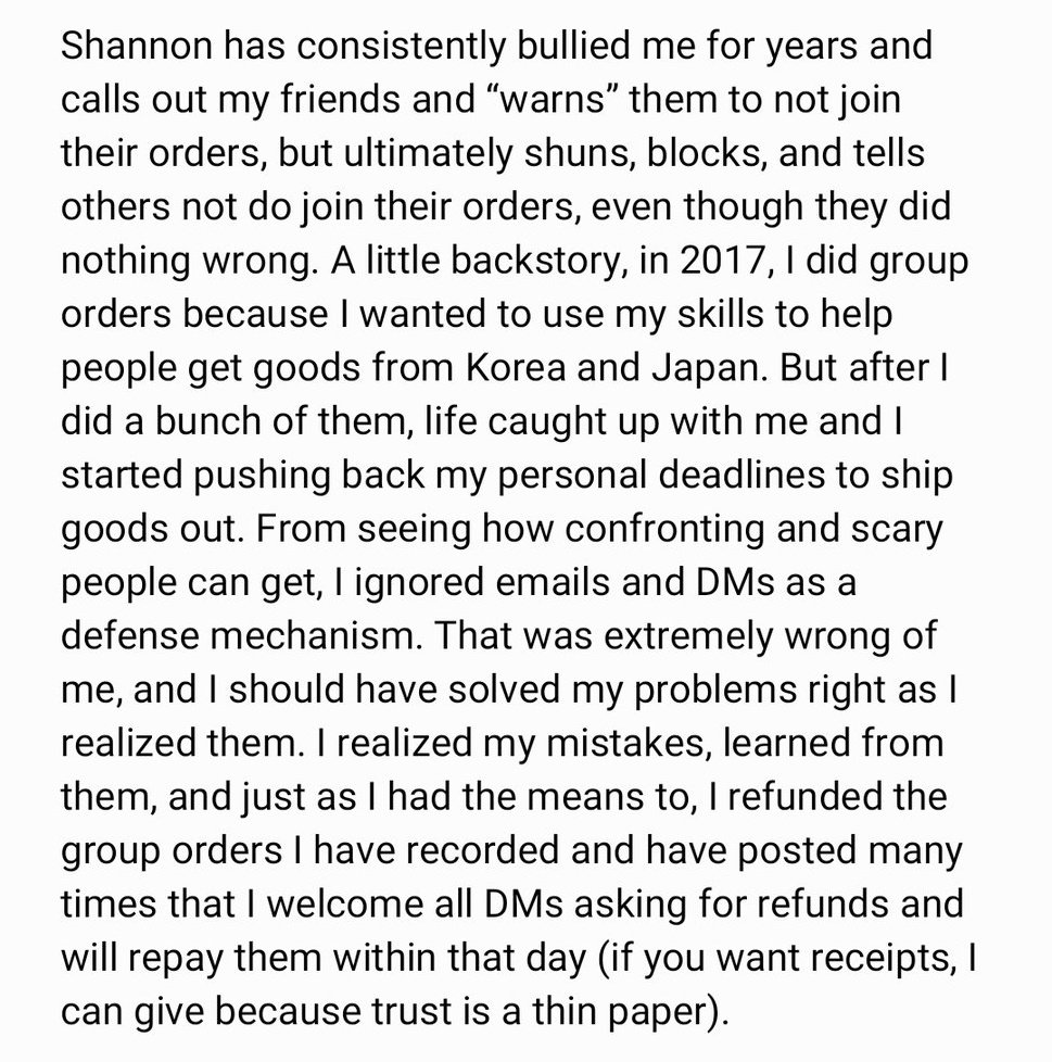 Shannon bullies any GOM (or customer) that she feels like bullying. This is just one of many stories of a GOM who was deemed "competition" by Shannon. She took advantage of this GOM's mistakes and has continued to harass them for years about it, and gate keep them from groups.