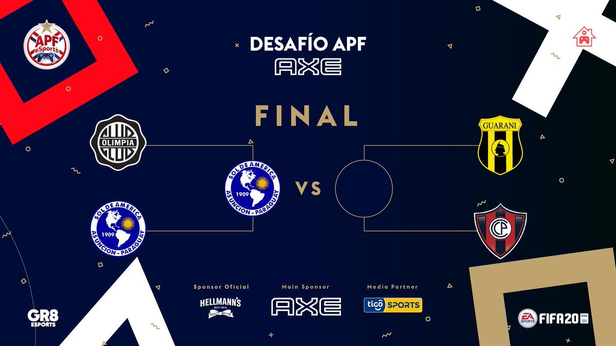 APFeSports's tweet photo. El primer finalista del #DesafíoAPFAxe 🏆 es @SoldeAmericapy quien espera rival para la gran final que se disputará el próximo jueves. 🙌🏼

#APFeSports 🎮
#StayAndPlay ⚽️ https://t.co/DZZHoi8Th1