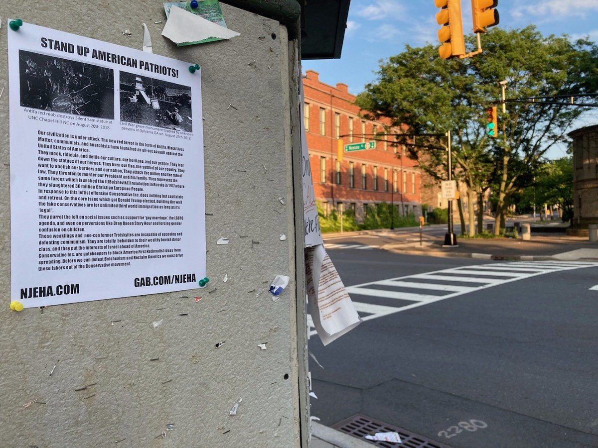 EuropeanAssoc's tweet photo. NJEHA activists distributed flyers around Princeton, New Jersey.
#BLMIsJewishFinancedTerrorism
#BlackOnBlackViolence
#ThereIsAWarOnWhitePeople https://t.co/krhfQIje91