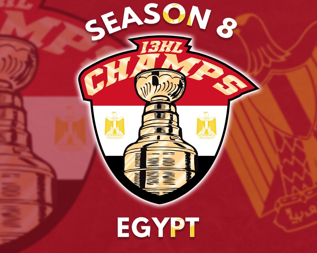 i3HLChel's tweet photo. EGYPT are your Season 8 i3HL Champions! Congratulations to the entire roster of Egypt and the management of @NickyMoose69, St Michel, and @Kovalchukx17NHL! Hats off to Albania on a great season as well! 🇪🇬🇪🇬🇪🇬🏆🏆🏆 Graphic courtesy of @Logicl71l! https://t.co/guQsYqHr8c