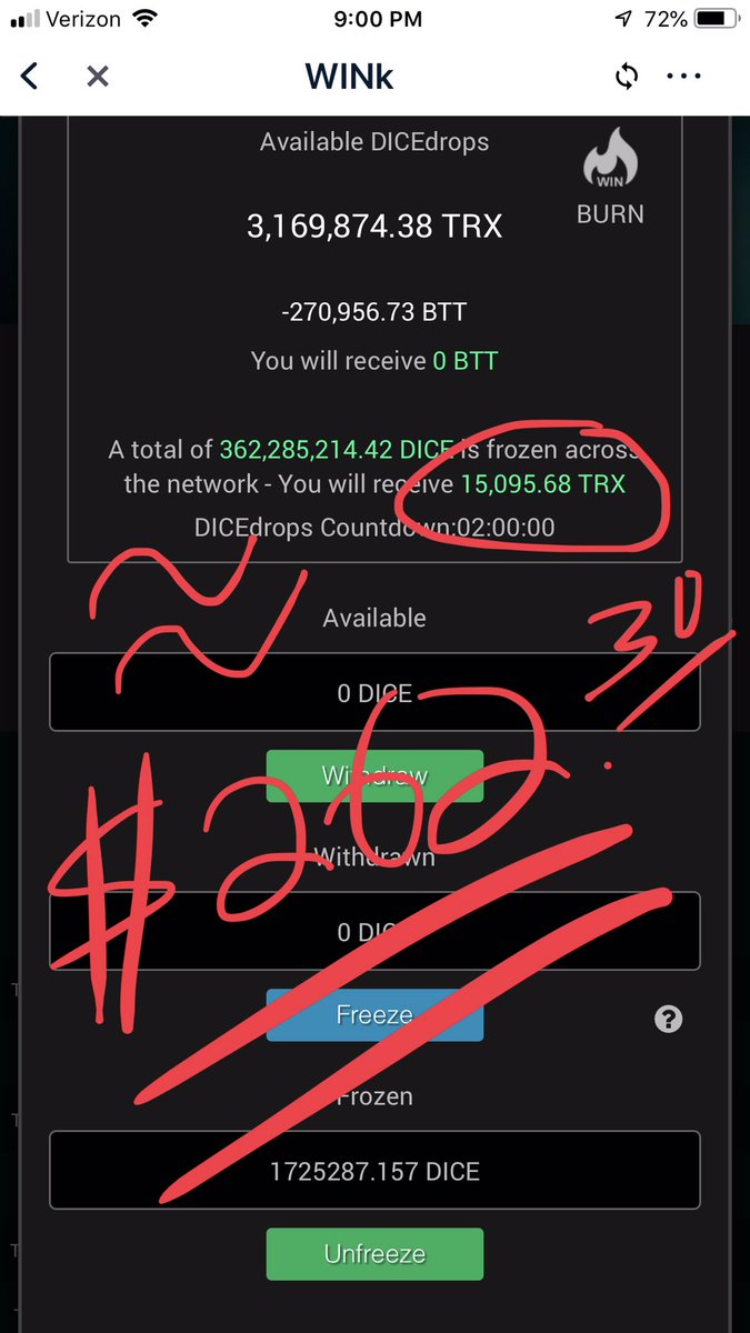 Winkster11's tweet photo. 👀 2hrs left until DICEDrops divs payout! 👀 Can we bump the div pool up to 4mil #TRX ? #WINk #dailydivs 💵💵💵💵💵💵💵💵💵💵💵💵💵 https://t.co/J9S0wL1EBZ