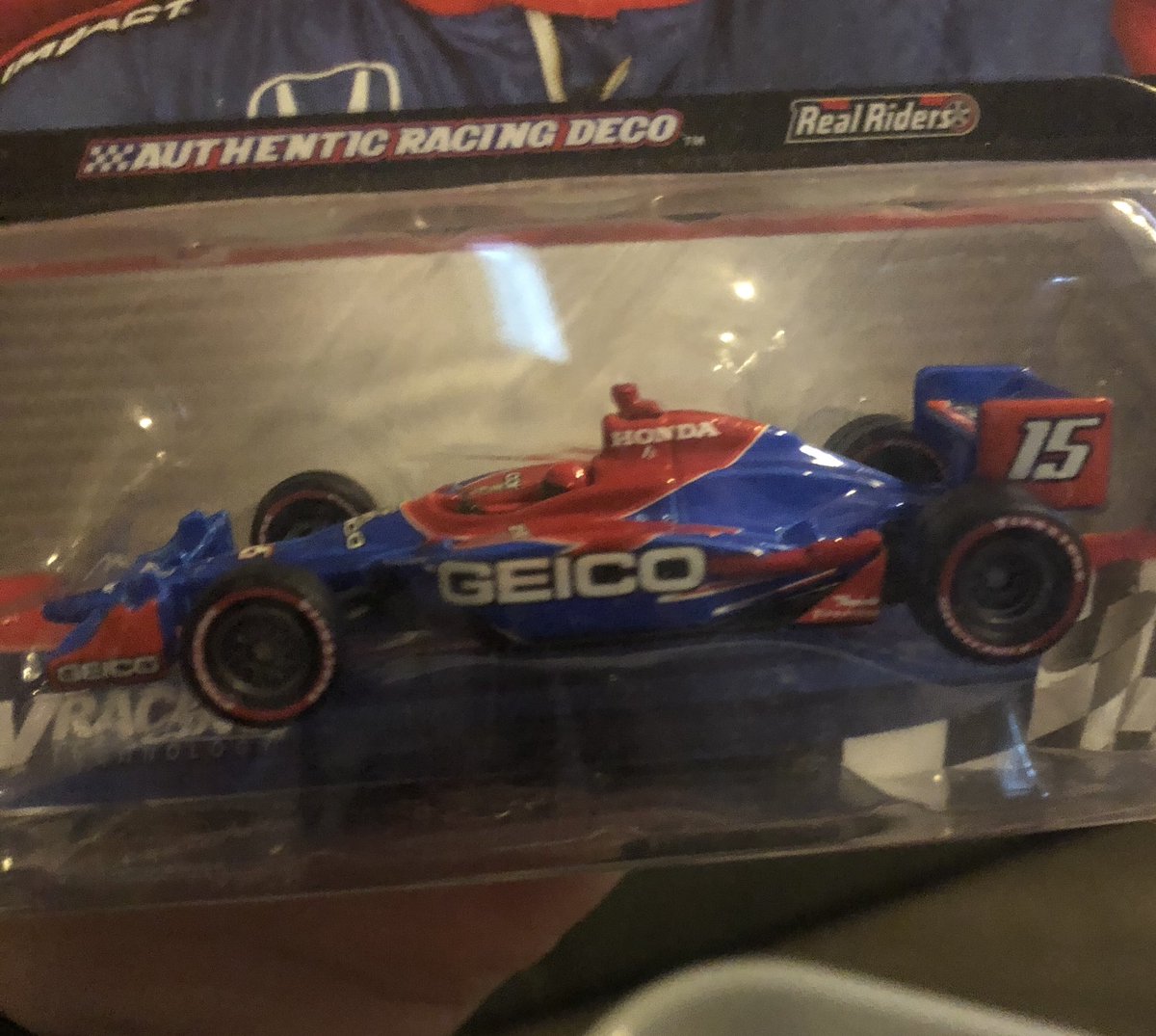 One more for tonight. As an adult I would clear an aisle at  @OlliesOutlet if they got diecasts. Here’s a  @paultracy3 Geico 15 which I think was KV Racing.