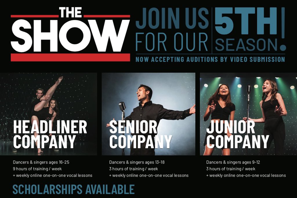 VIDEO AUDITIONS OPEN | Submit before August 15! 

#Dancers and #Singers ages 9-25 
• Scholarships available •
Sign up at theshowco.ca 
<a href="/CastingCalgary/">C A S T I N G 📺 C A L G A R Y</a>