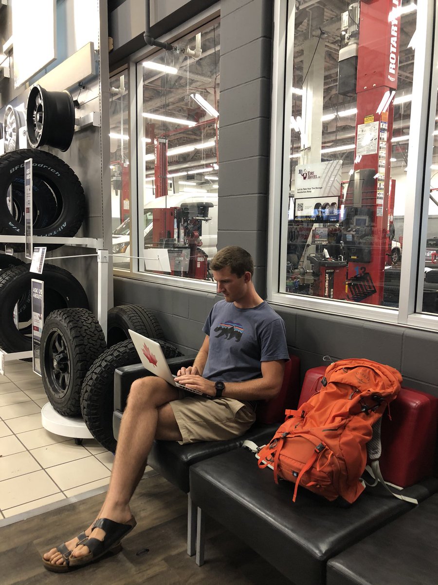 KarlZimmerman17's tweet photo. Never a moment to spare! A new tire installation at @CanadianTire #vancouversouth means ninety minutes to format plots for an upcoming publication. #pathtoPhD #ubc #biex #timemanagement @ScienceVancity @Ford https://t.co/wtZi8zFpCq