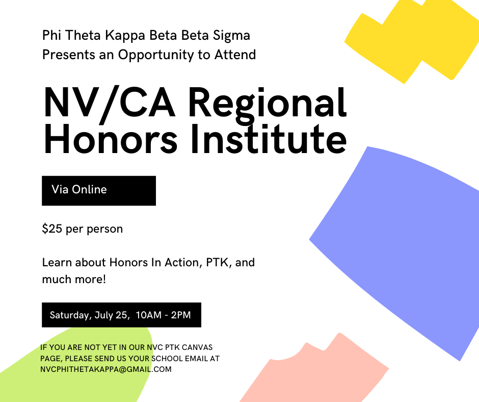 NvcPhi's tweet photo. NV/CA Regional Honors Institute is coming up soon (next Saturday). Let us know if you are interested or have any questions. https://t.co/LL5jlttZAF